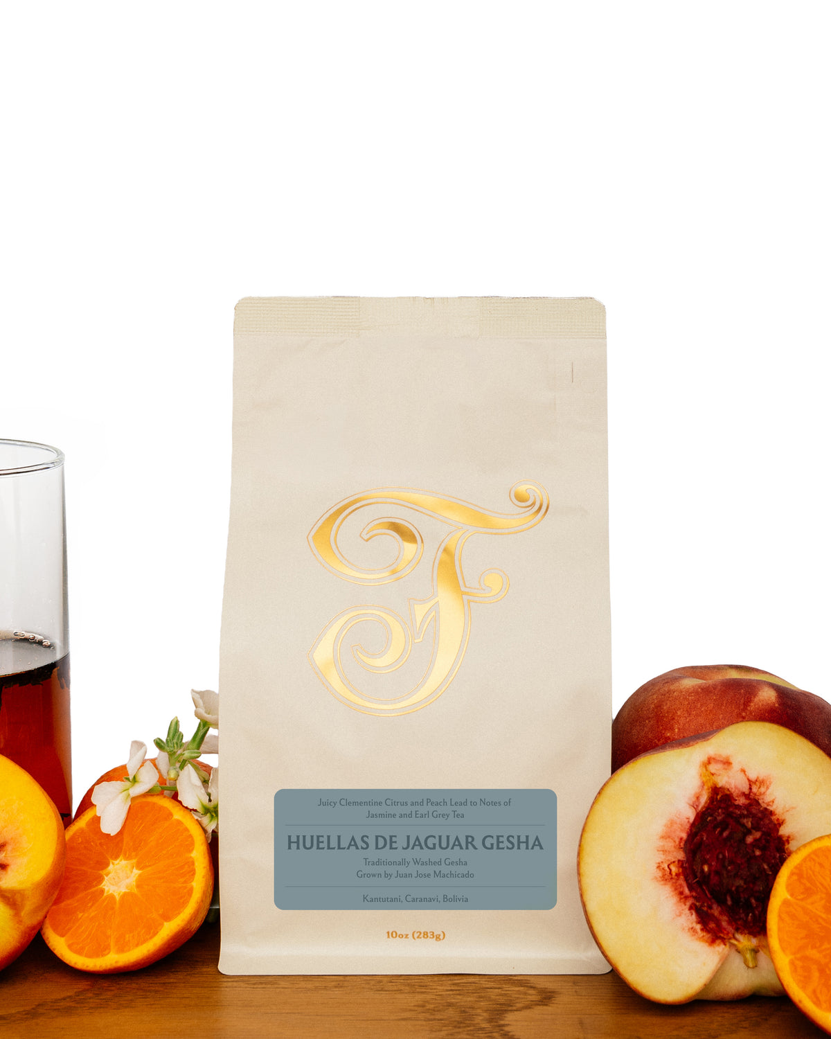 Bolivia Huellas de Jaguar Gesha coffee label